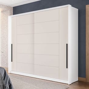 Guarda-Roupa Casal Lisboa 2 Portas 2 Gavetas Branco/Creme - Politorno