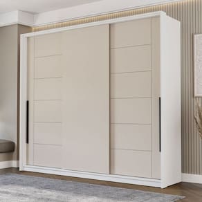 Guarda-Roupa Casal Lisboa 3 Portas 4 Gavetas Branco/Creme - Politorno
