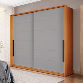 Guarda-Roupa Casal Lisboa 2 Portas 2 Gavetas Freijó/Cinza - Politorno