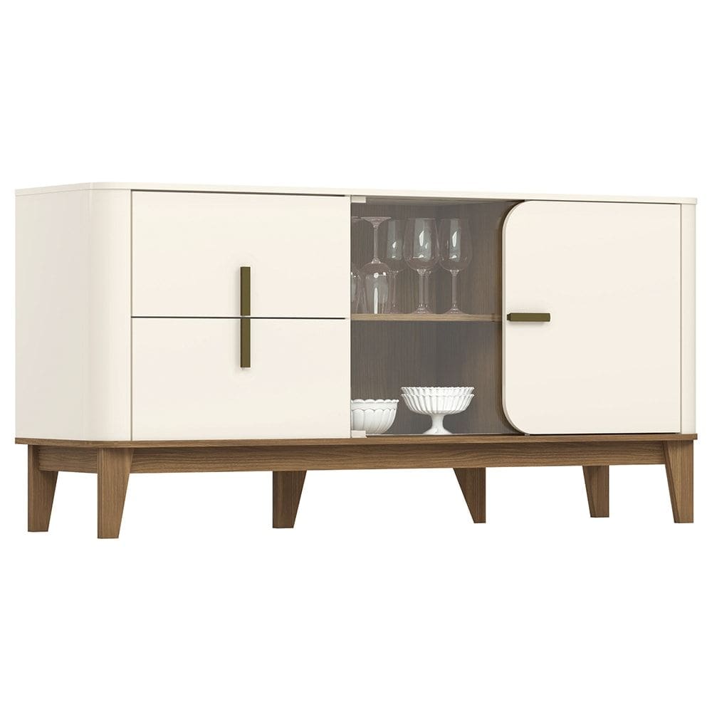 Balcao Buffet 2P 2G 165 cm Rael Off White Nature Henn