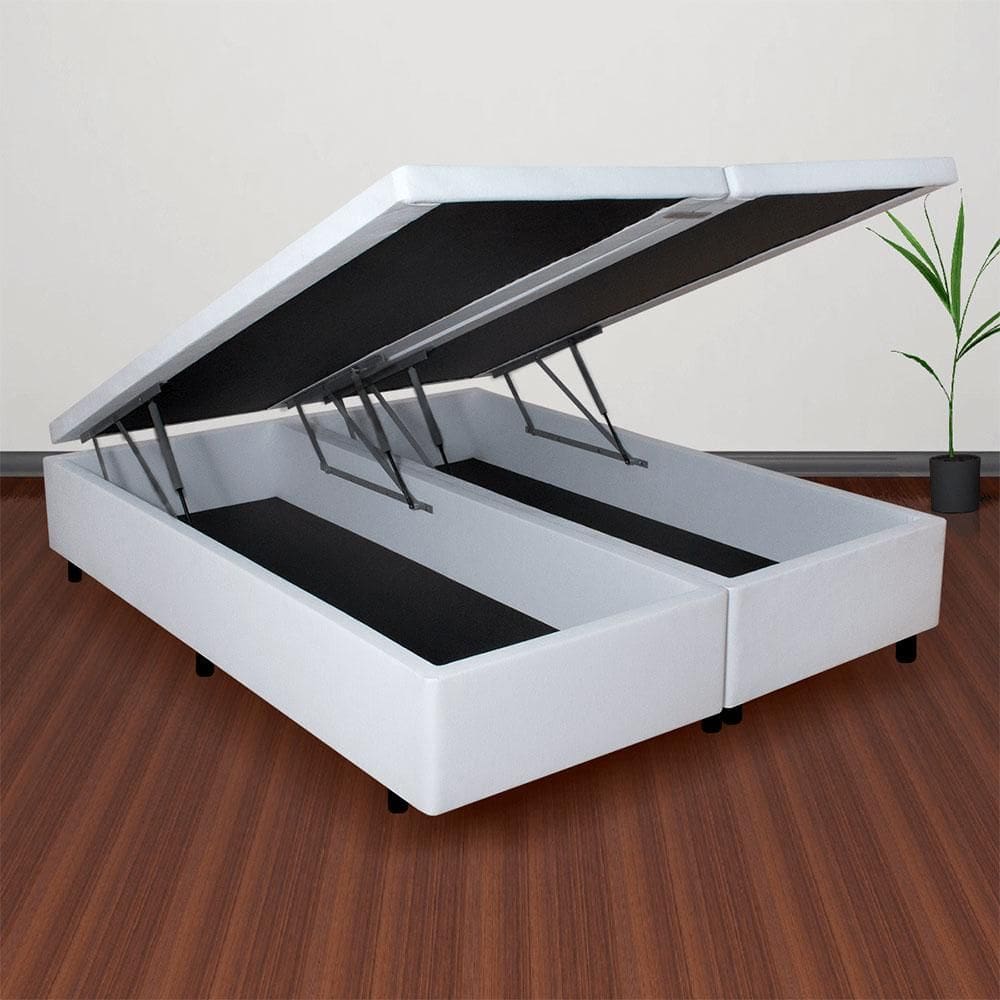 Base Box Baú King 178x198x42cm Courino Linho Branco