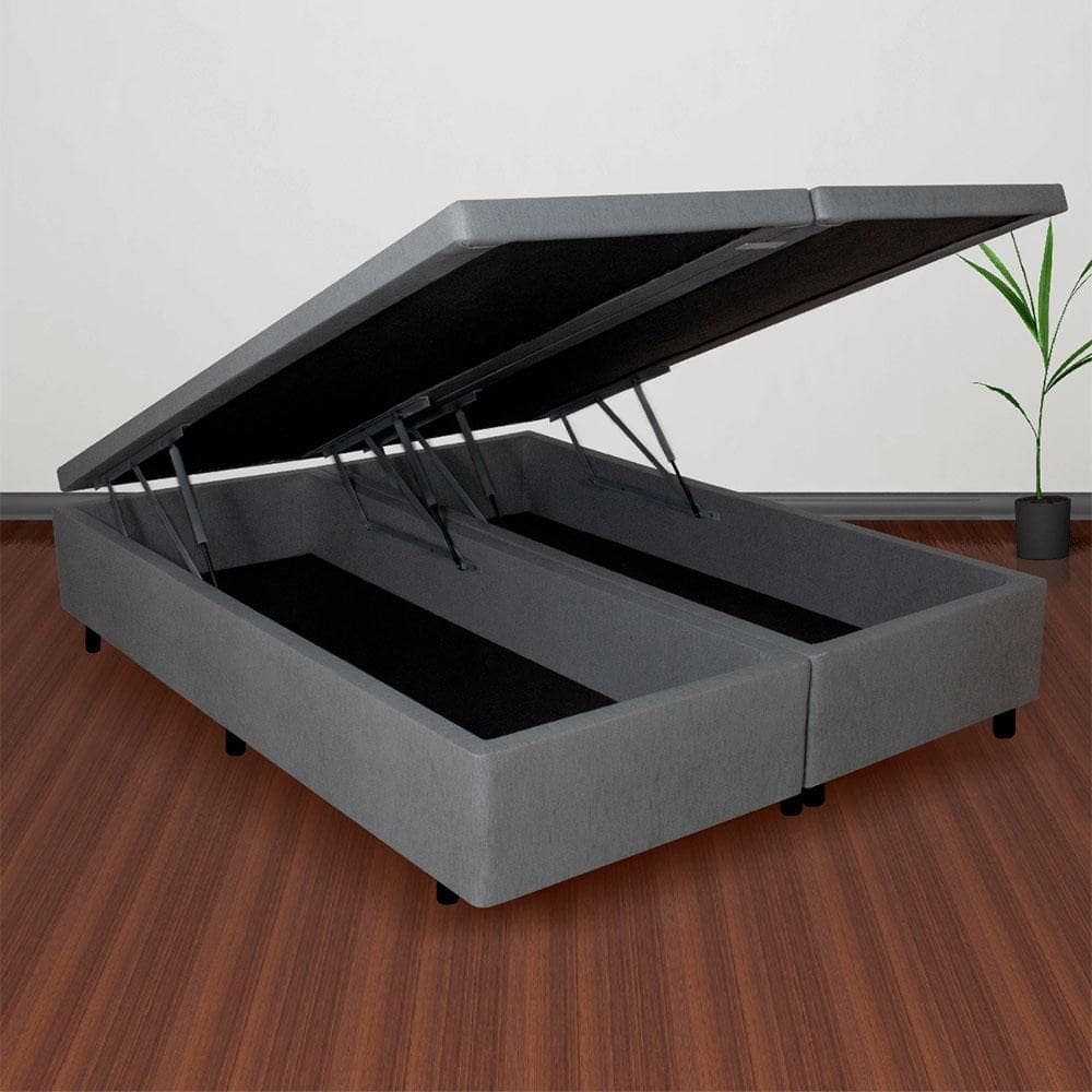 Base Box Baú King 178x198x42cm Courino Linho Cinza