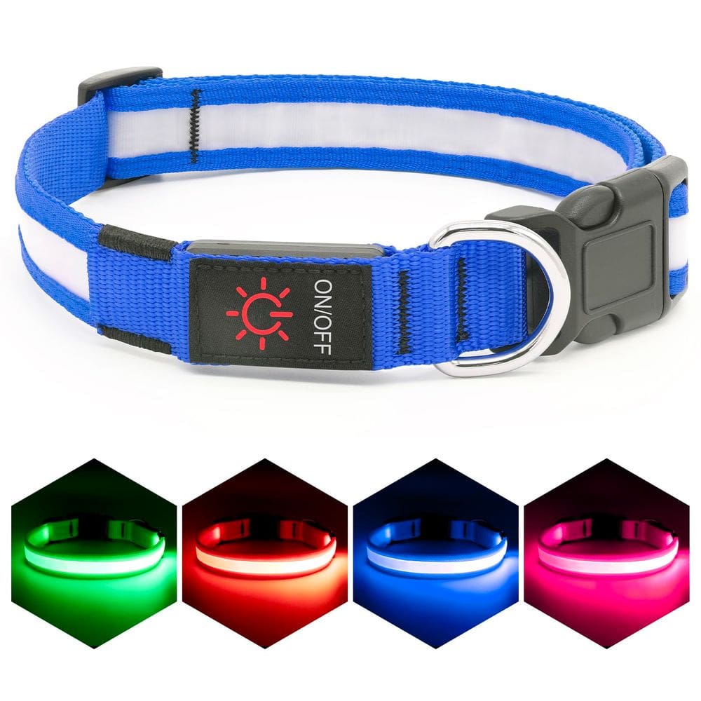 Coleira LED para cães VIZPET Light Up ajustável USB recarregável