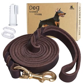 Coleira de cachorro LWBMG em couro trançado de 2,4 m para cães de médio e grande porte