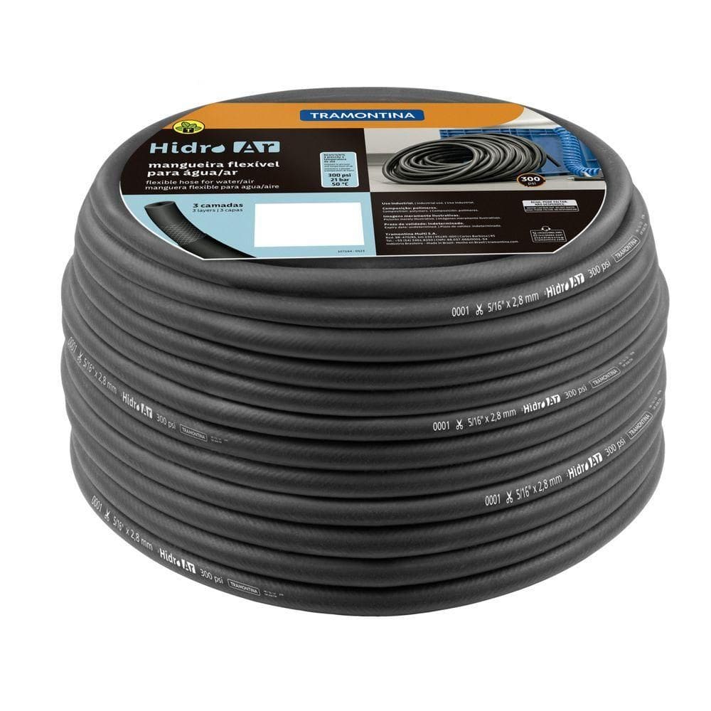 Mangueira Hidro Ar 300 Psi Tramontina Para água-ar Em Pvc ível 5-16 Polegada X 2,8 Mm 3 Camadas 100 M