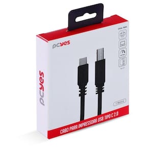 Cabo Usb Tipo C Para Usb B 1m Preto - Pucbp-1