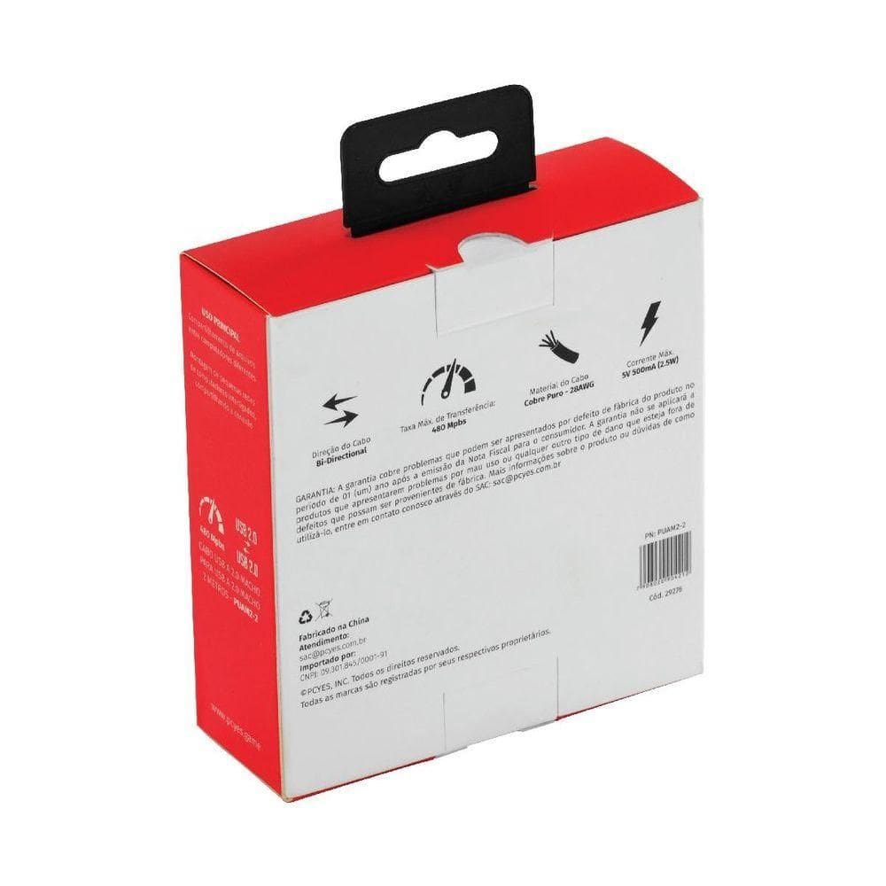 Cabo De Dados Usb A Macho 2m - Puam2-2