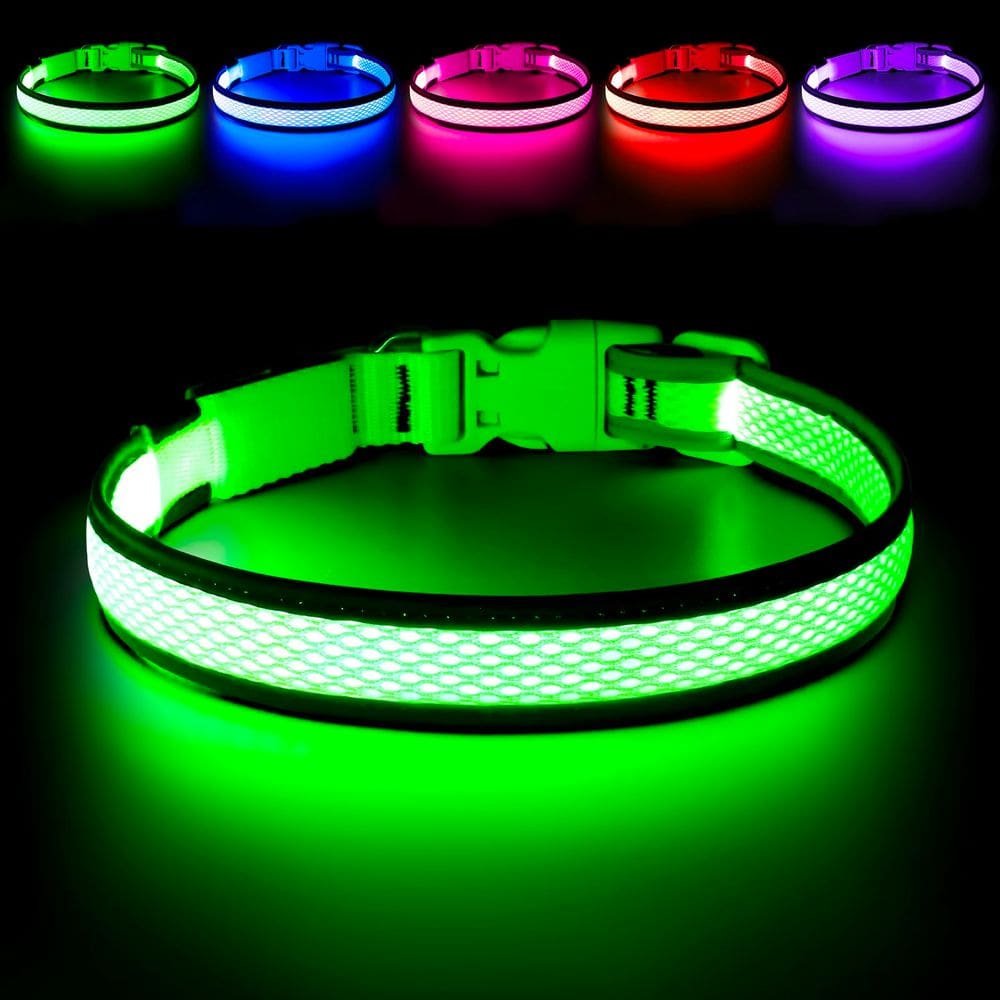 Coleira LED para cães Flashseen USB recarregável verde neon