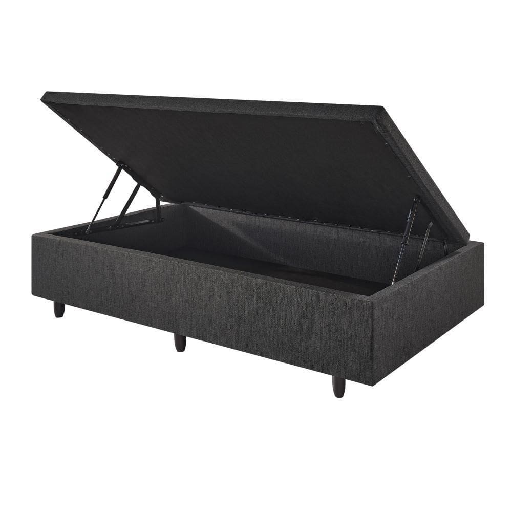 Base Box Baú 96x203x34 Solteirão cm Linho Cinza