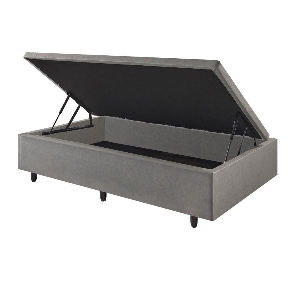 Base Box Baú Solteirão 96x203x42cm Corino Linho Cinza