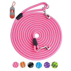 Coleira para cães Lanwandeng, longa, reflexiva, 10 pés/5 a 30 pés/10 m, rosa