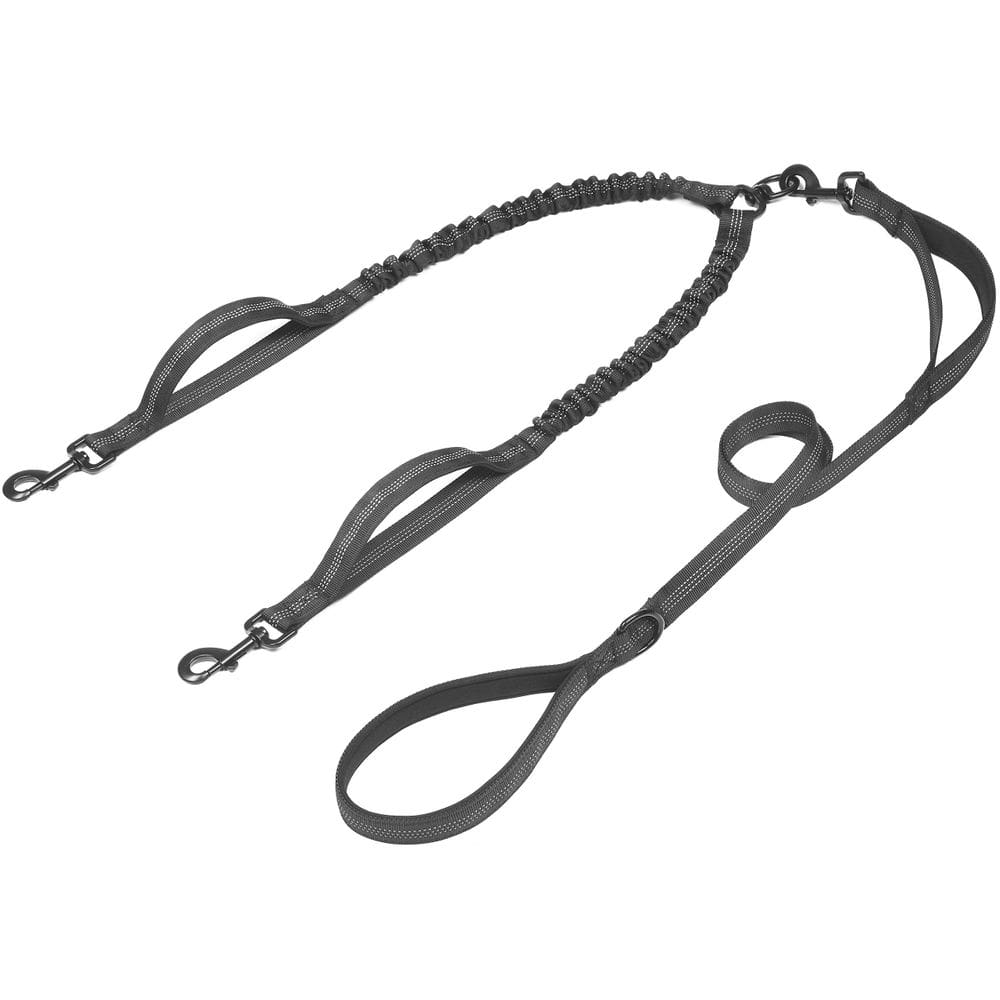 Coleira dupla para cães iYOShop com 3 alças de tráfego extras pretas