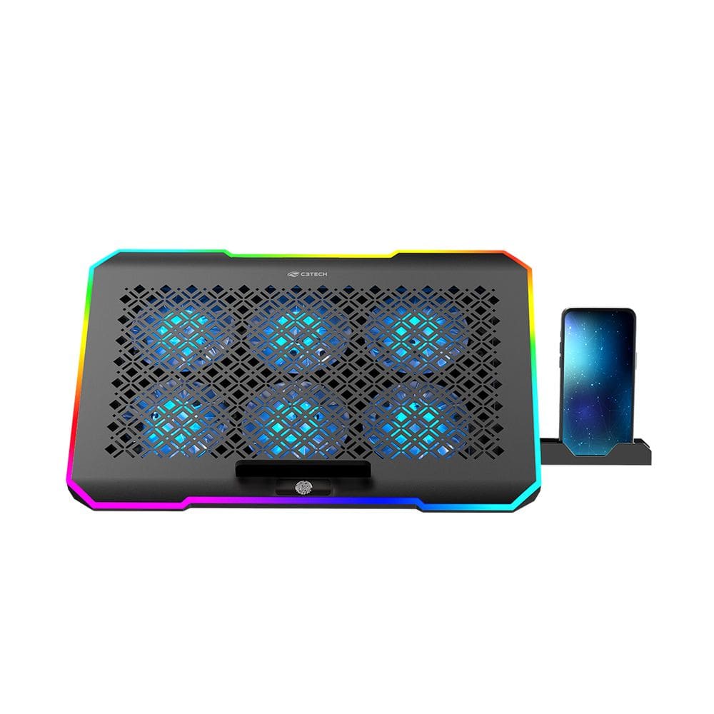 Base para Notebook C3Tech NBC-550BK Gamer Até 17,3", Cooler, USB, LED RGB