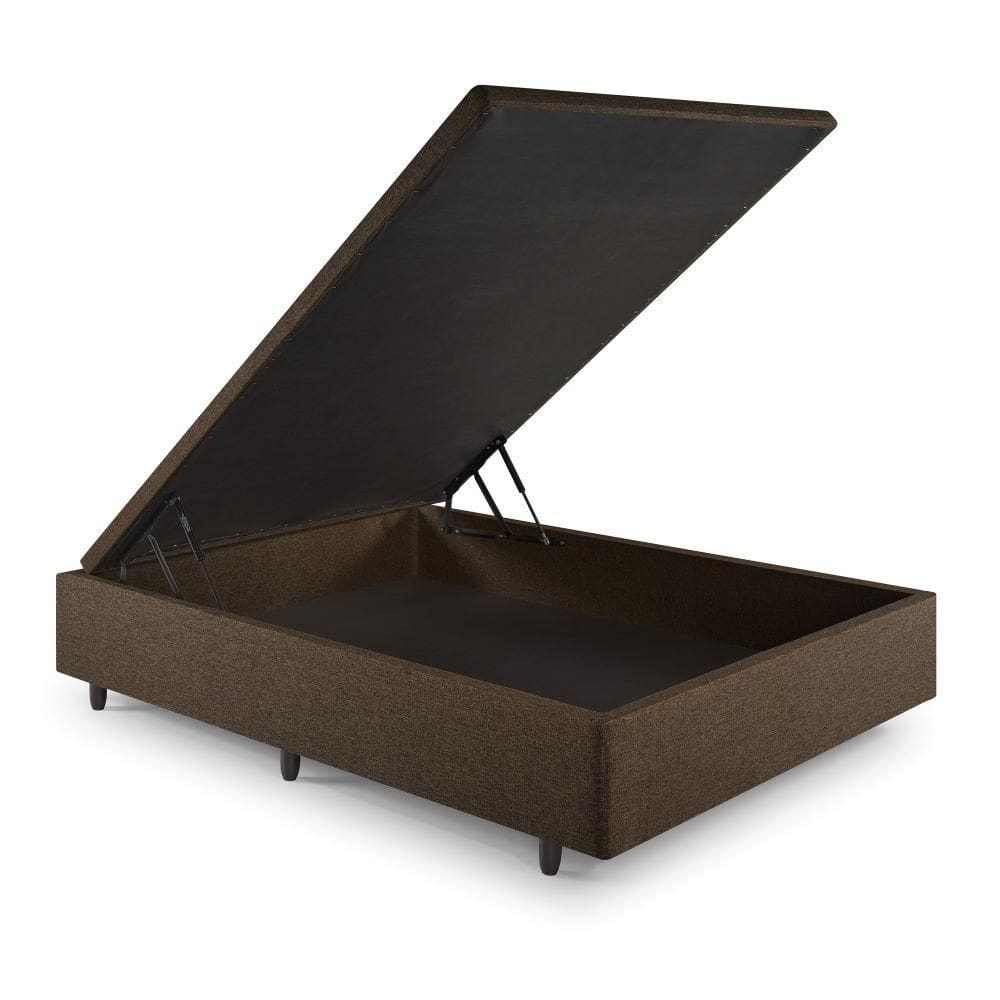 Base Box Baú Viúva 120x203x42 cm Linho Marrom