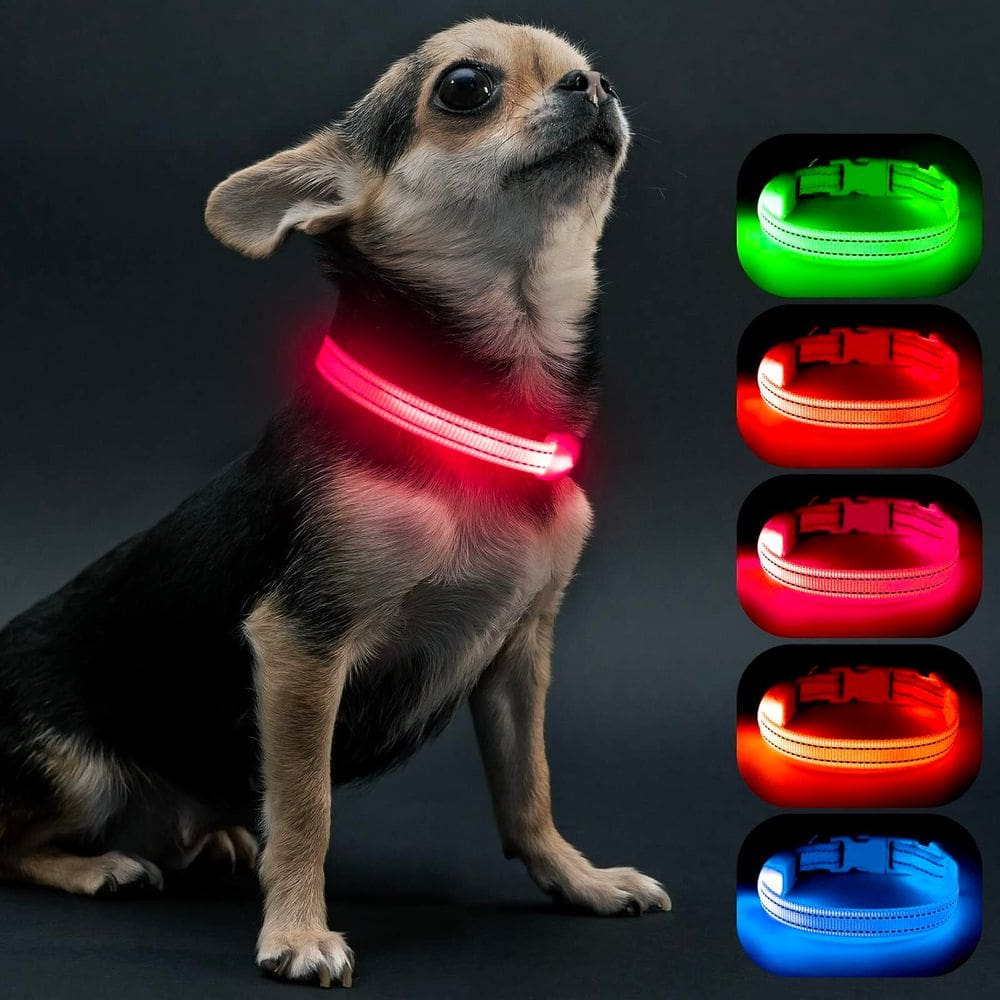 Coleira LED para cães Visinite Light Up para cães pequenos rosa