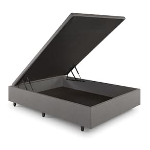 Base Box Baú Viúva 128x188x42cm Courino Linho Cinza