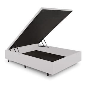 Base Box Baú Viúva 128x188x34 cm Korino Linho Branco