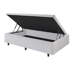 Base Box Baú Solteirinho 78x188x42cm Corino Linho Branco