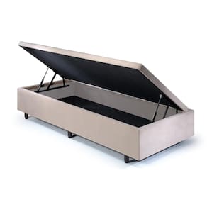 Base Box Baú Solteirinho 78x188x42cm Suede Bege