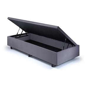 Base Box Baú Solteirinho 78x188x42cm Suede Cinza
