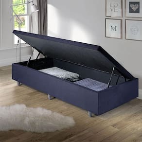 Base Box Baú Solteirinho Suede Preto 78x188x42cm