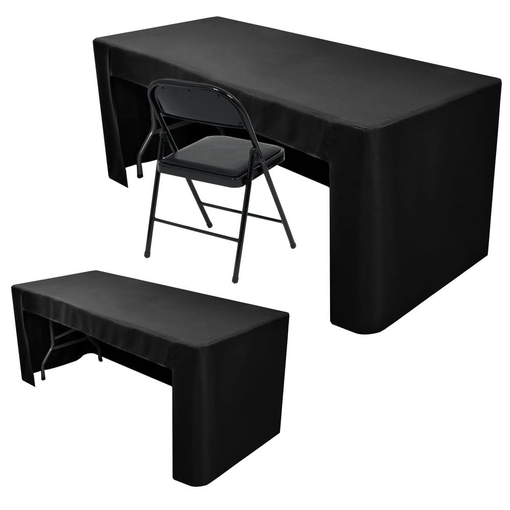 Toalha de mesa Nasitos, toalha de mesa preta ajustada de 6 pés, pacote com 2