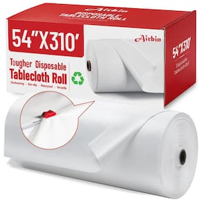 Toalha de mesa de plástico descartável Airbin 310 pés x 54 polegadas branca