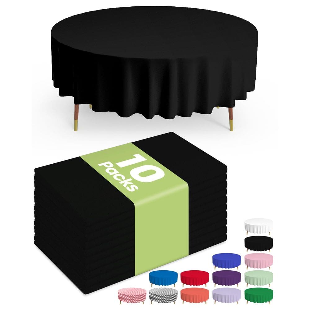 Toalha de mesa de plástico descartável Pureegg 84" - pacote com 10 unidades pretas