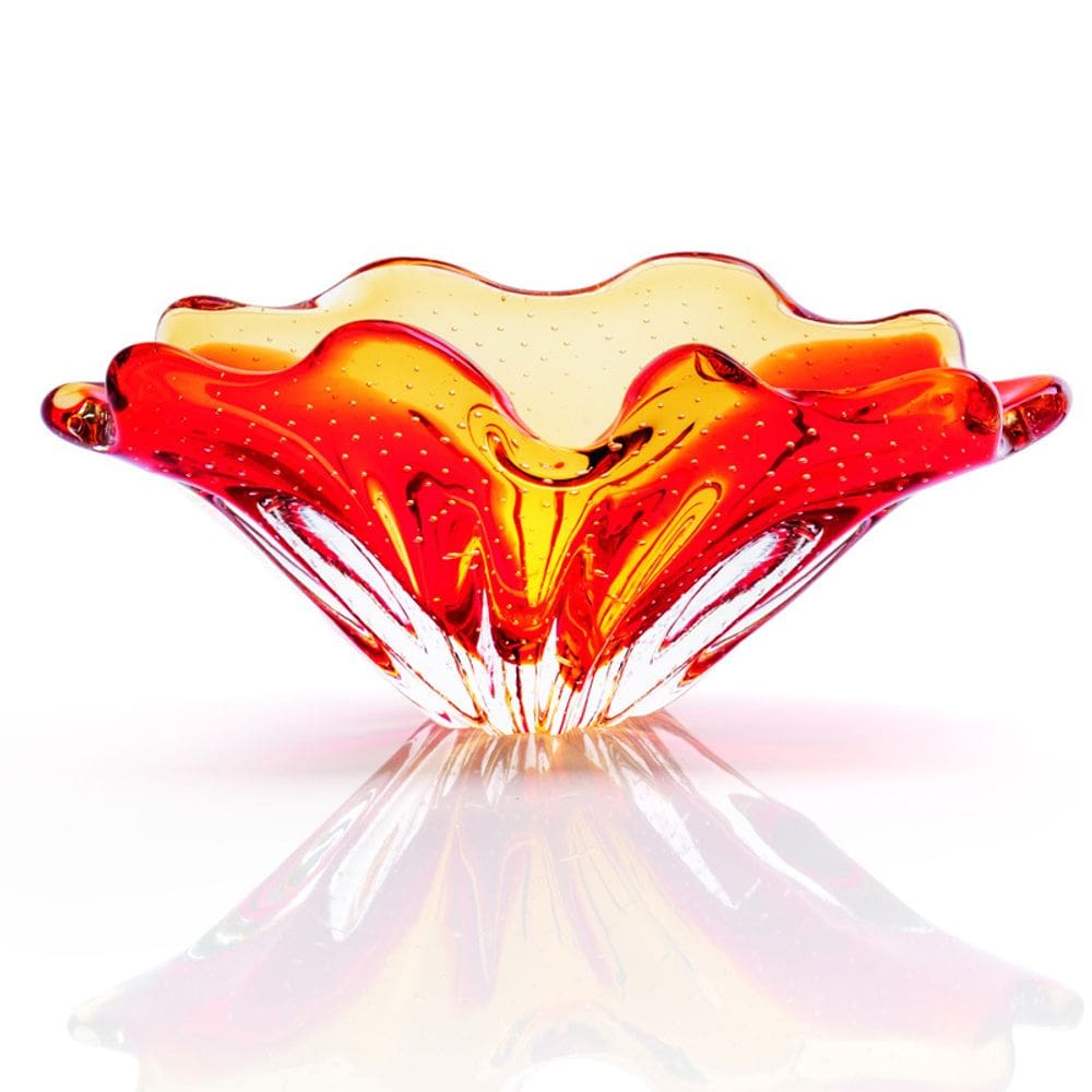 Centro De Mesa Em Cristal Murano Vermelho   São Marcos