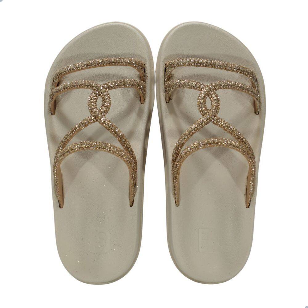 Tamanco Feminino Zaxy Bright Dourado Off White