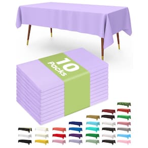 Toalha de mesa de plástico descartável, pacote com 10, 137x274cm, lilás