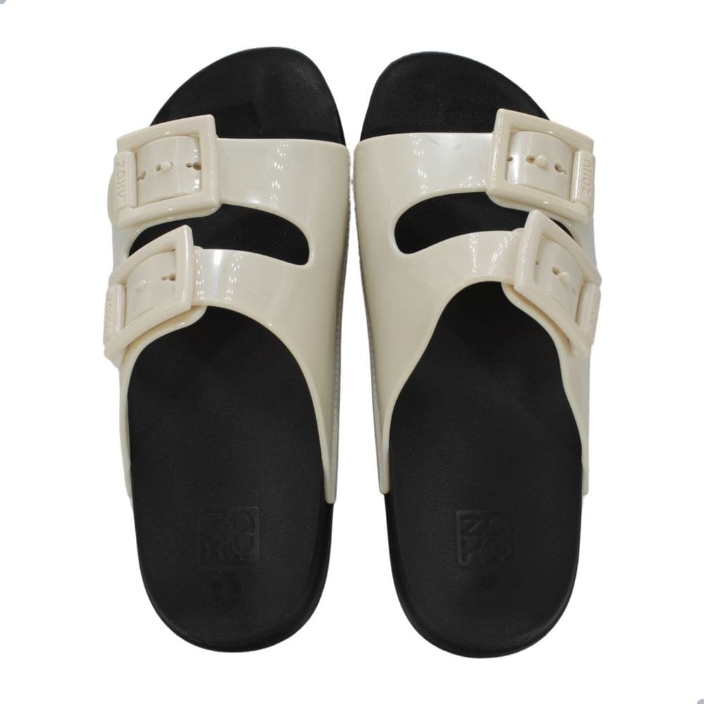 Tamanco Feminino Plataforma Zaxy Partner High Off White e Preto