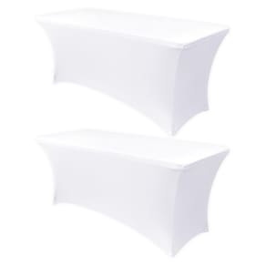 Capa de mesa Obstal Stretch Spandex, 6 pés, branca, pacote com 2