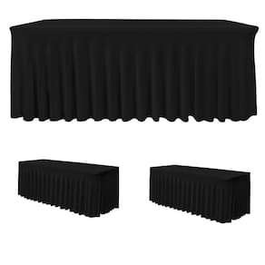 Saias de mesa HolidayIdeas Black Spandex para retângulo de 6 pés