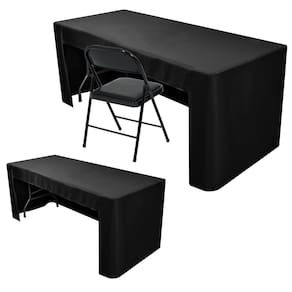 Toalha de mesa Nasitos ajustada em preto para mesas de 4 pés (pacote com 2)