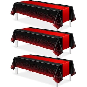Toalha de mesa de festa MASHAN preta/vermelha de plástico 137x274cm (3 unidades)