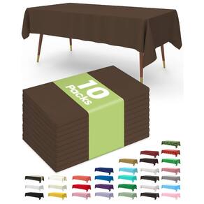 Toalha de mesa de plástico descartável, pacote com 10, 137x274cm, marrom