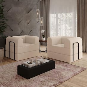 Kit Duas Poltronas Monaco Decorativa Escritorio Sala de Espera Bege