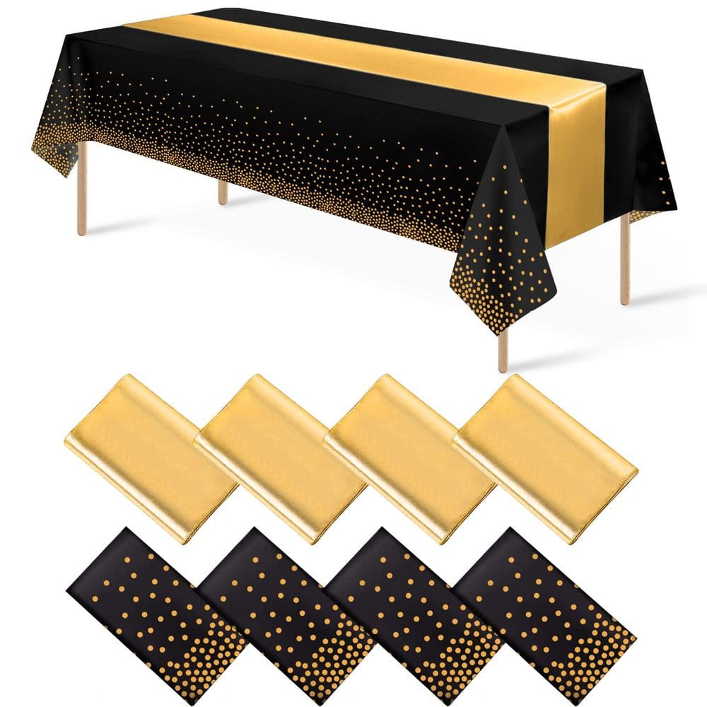 Conjunto de toalhas de mesa e corredores de mesa MASHAN Black Gold para festa