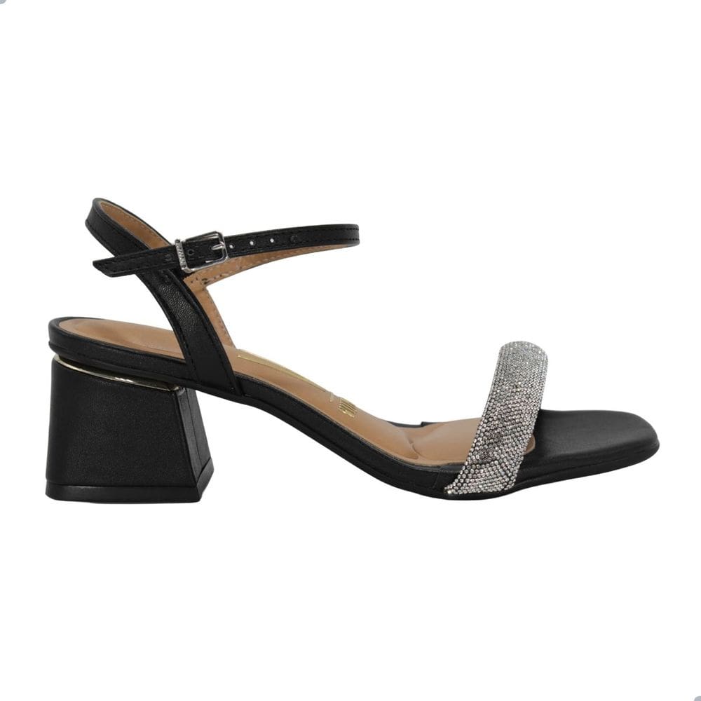 Sandália Feminino Vizzano Salto Bloco Preto Cristal