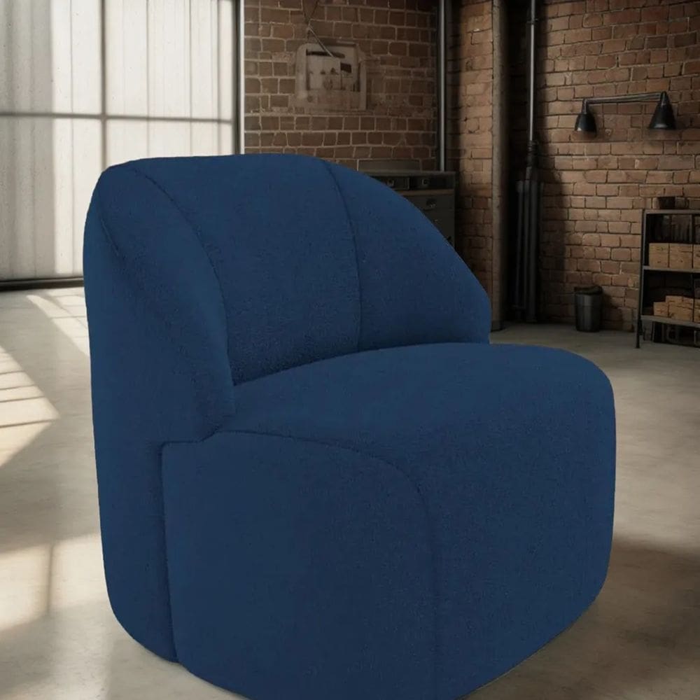 Poltrona Organica Decorativa Eloa Boucle Azul - Londrilar