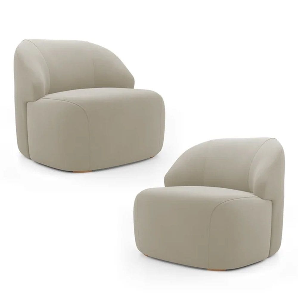 Kit 2 Poltronas Organica Decorativa Eloa Veludo Bege - Londrilar