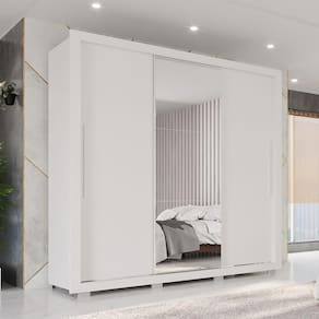 Guarda Roupa Panamá 3 Portas Espelho Central Salleto Branco