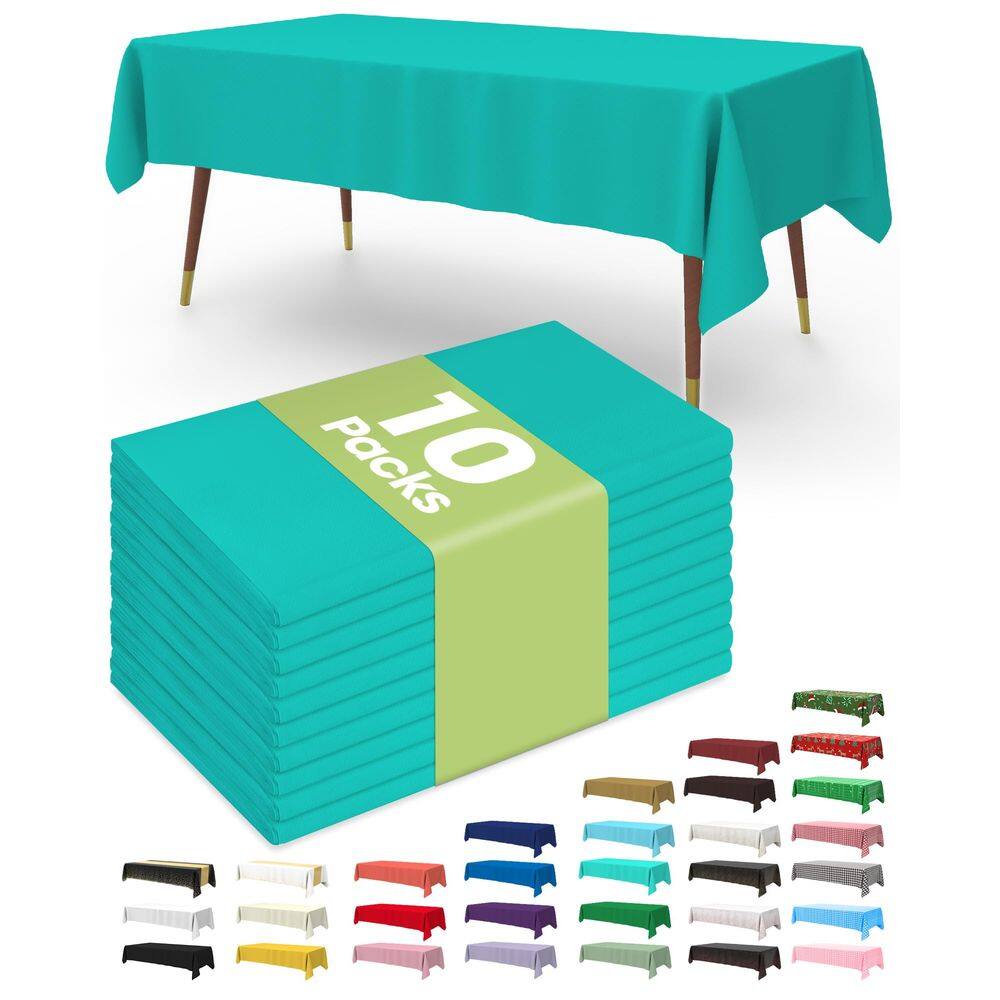 Toalha de mesa de plástico descartável, pacote com 10 para festas, 54x108in