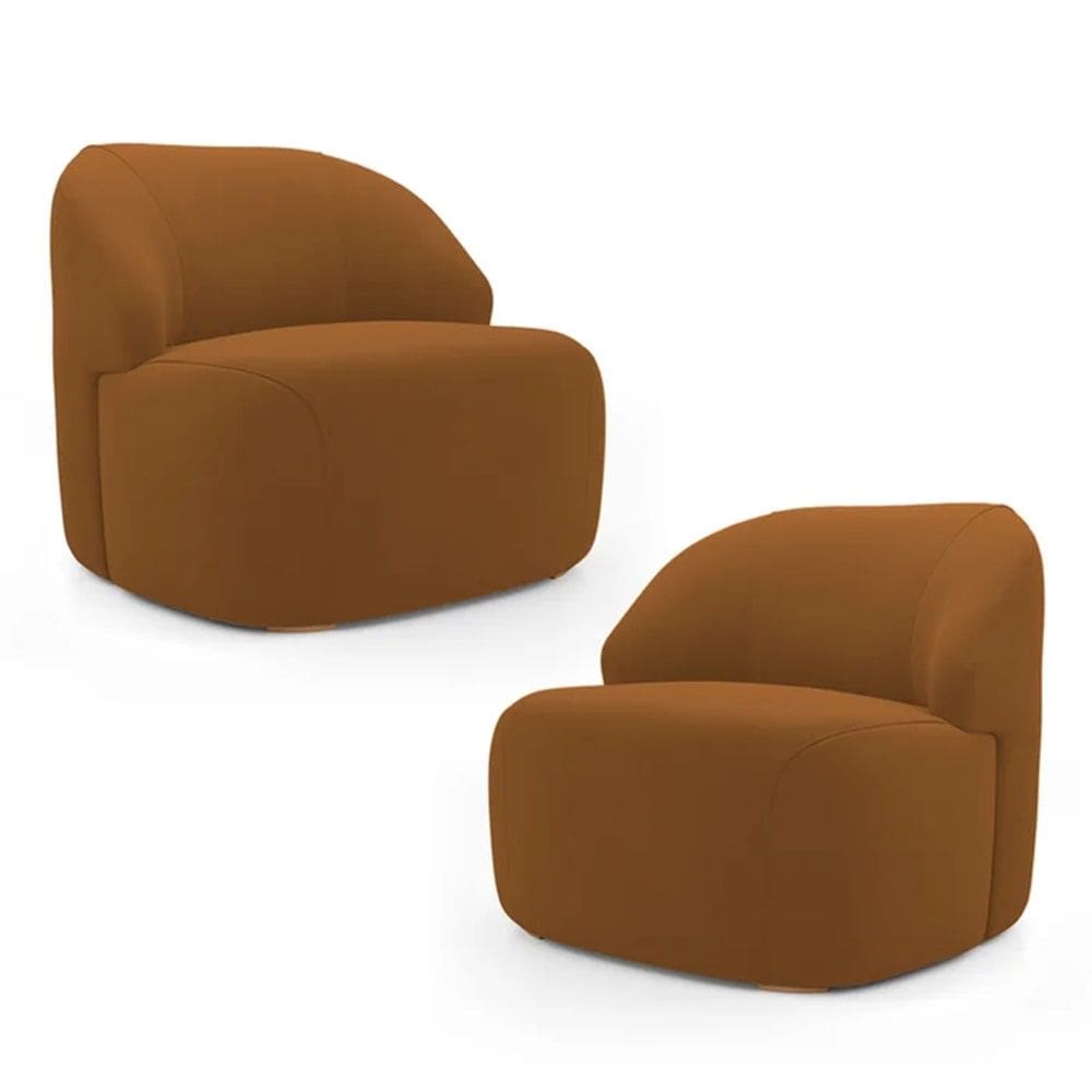 Kit 2 Poltronas Organica Decorativa Eloa Veludo Terracota - Londrilar