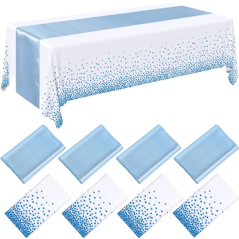 Conjunto de toalhas de mesa Breling, pacote com 8 unidades, Winter Baby, azul e branco