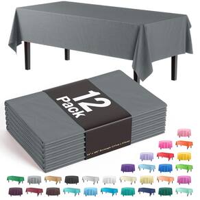 Toalha de mesa Exquisite Premium Plastic 137 cm x 274 cm, prata, pacote com 12