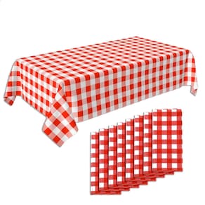 Toalha de mesa cristal, limão, vermelha e branca, quadriculada, pacote com 8 unidades