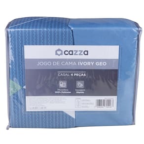 Jogo de Cama Casal Microfibra Cazza 4 Peças Ivory Geométrico Variado