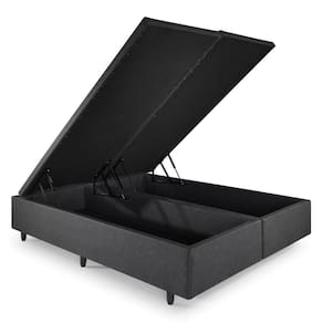 Base Box Baú Queen 158x198x42 Courino Linho Preto